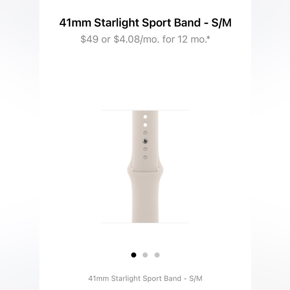 Apple Watch 41mm Smartband, S/M, Starlight Color, NWT